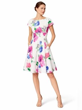 NWT $398 Kate Spade Bloom Fit Flare Dress Floral Fresh White Size 6